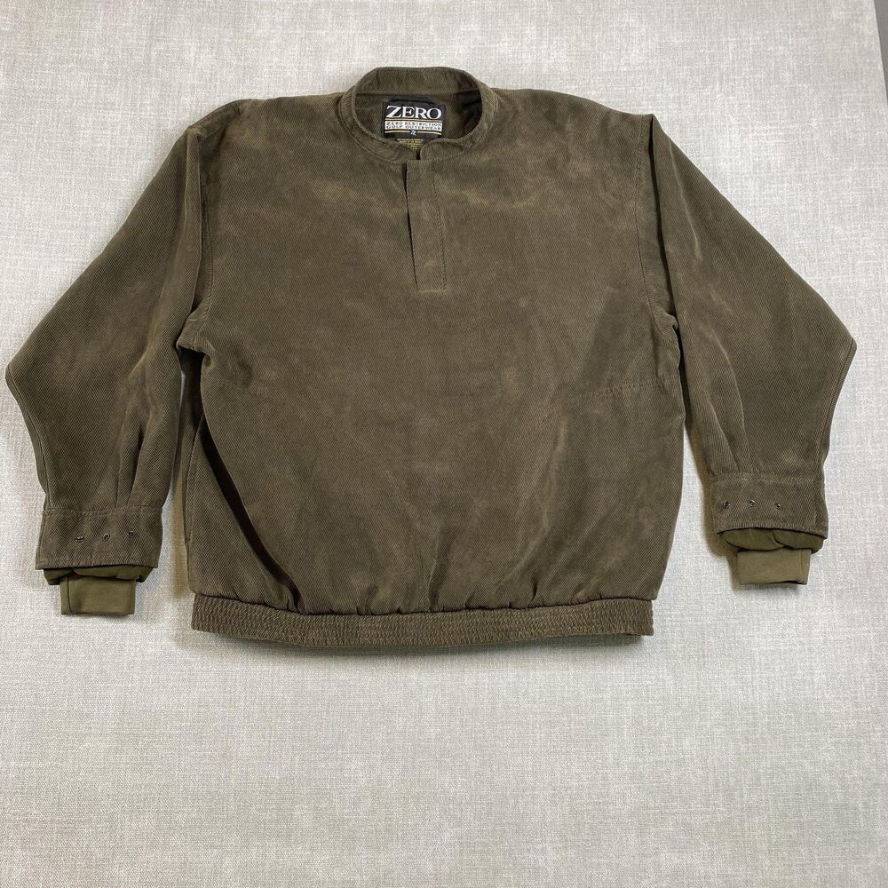 Zero Restriction Pullover Mens XL Brown Poly Suede Golf Outerwear Jacket USA